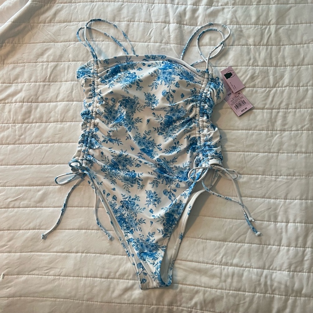 Wild Fable Cheeky Blue Floral One-Piece Swimsuit